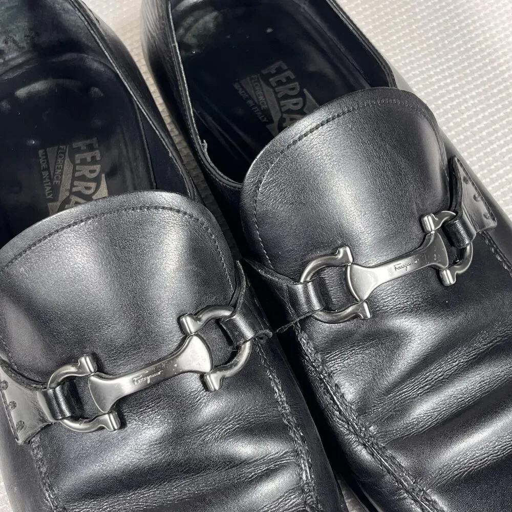 Salvatore Ferragamo Gregory Leather Shoes Size 9.5‎ 2E Made In Italy